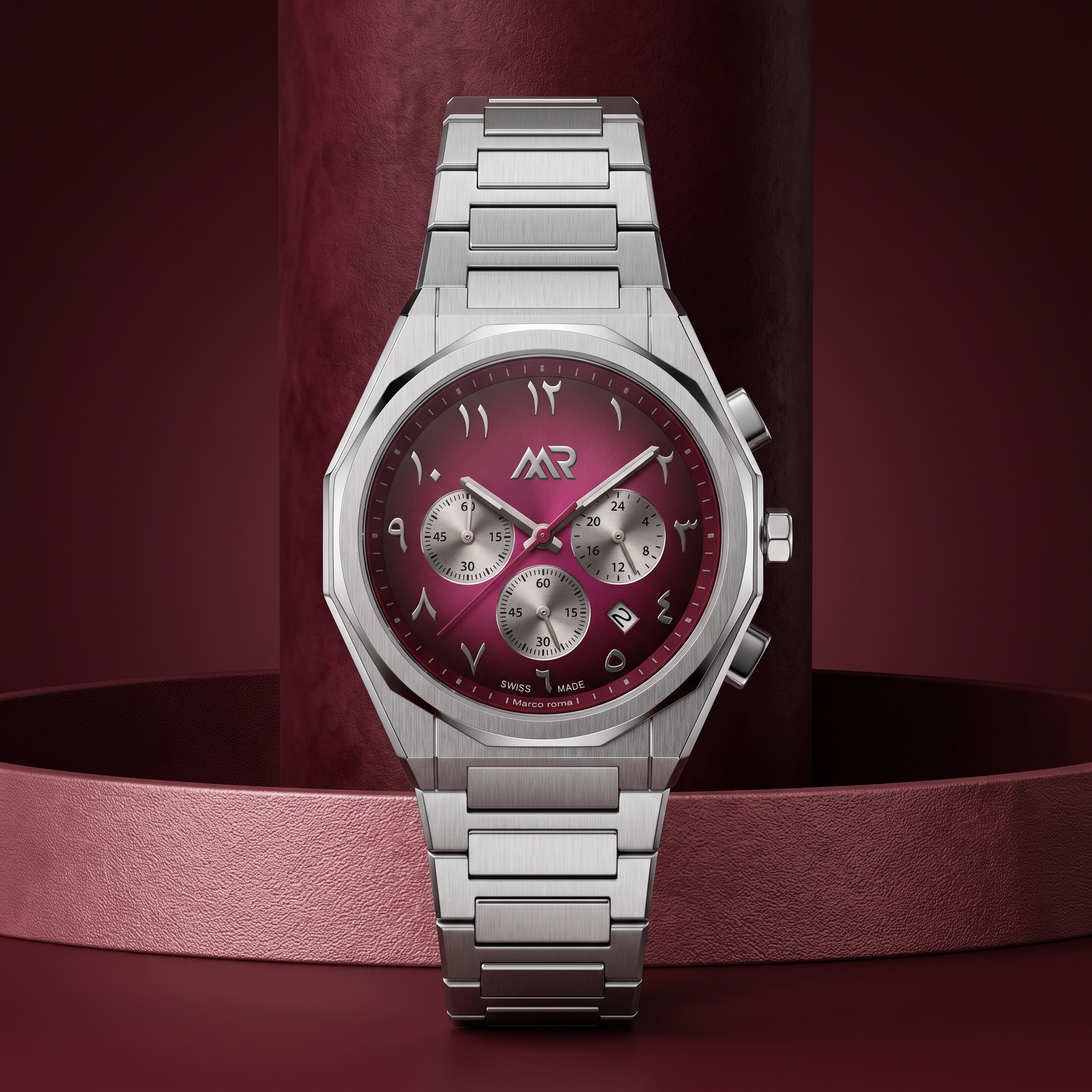 CHRONOGRAPH BURGUNDY 40 watch by Marco Roma – view 2 Chronograph 40 - Burgundy watch by Marco Roma